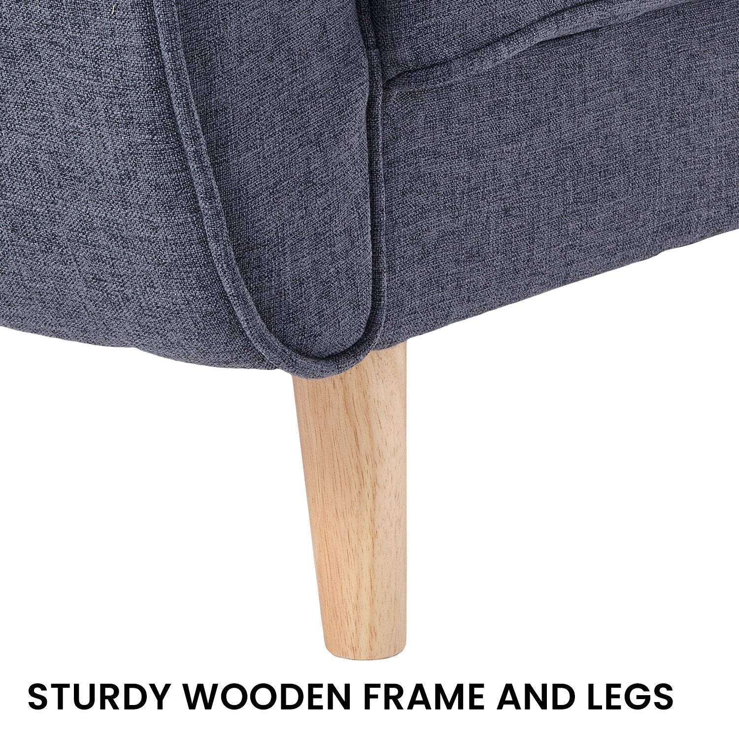 Sarantino 3 Seater Modular Linen Fabric Sofa Bed Couch Futon Suite - Dark Grey 8