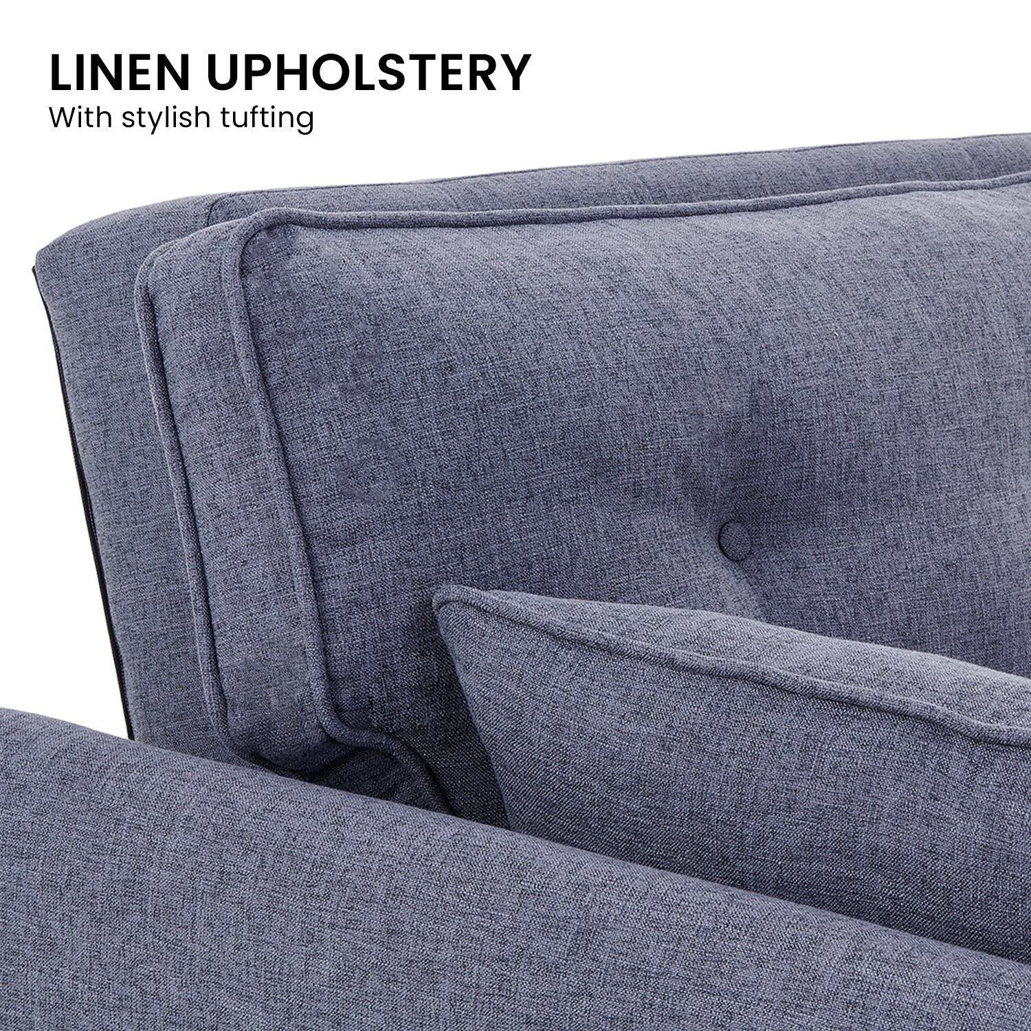 Sarantino 3 Seater Modular Linen Fabric Sofa Bed Couch Futon Suite - Dark Grey 9