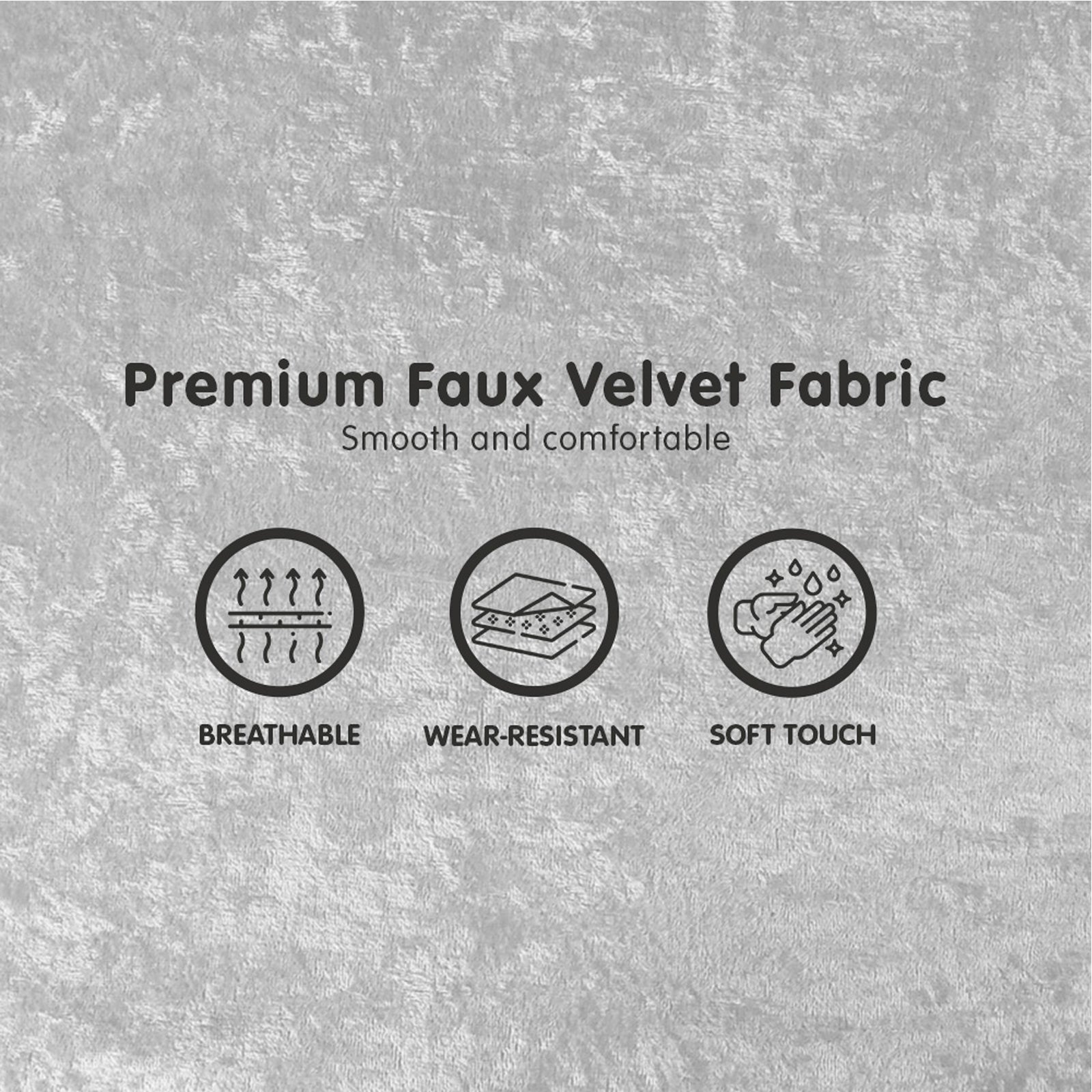 Sarantino 3 Seater Faux Velvet Sofa Bed Couch Furniture Light Grey 6