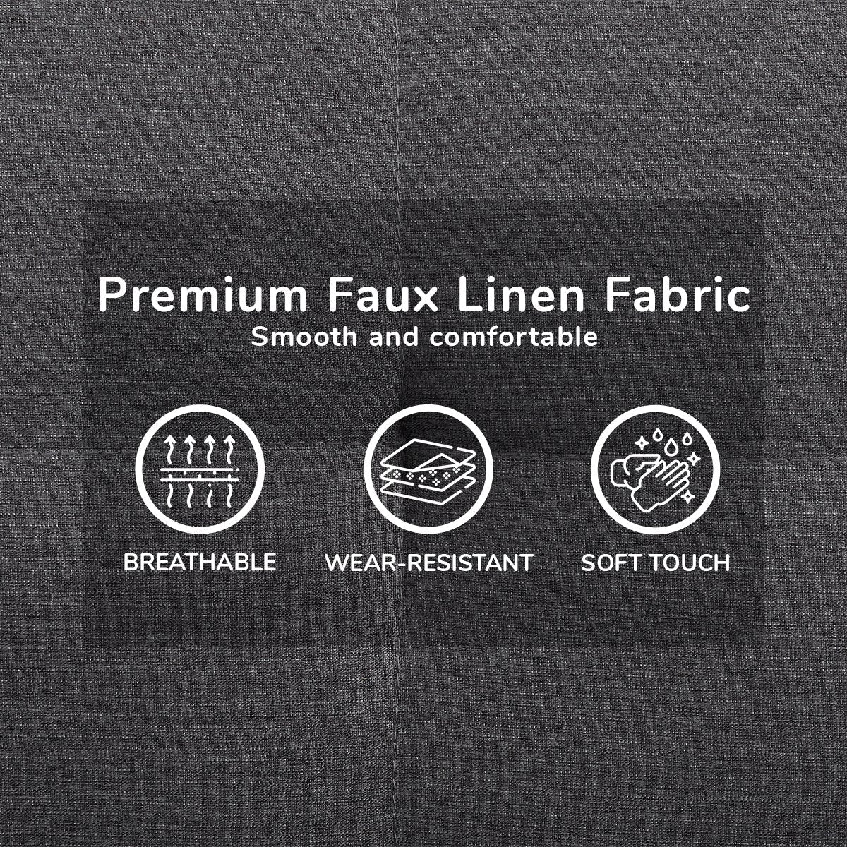 Sarantino 3 Seater Linen Sofa Bed Couch Lounge Futon - Dark Grey 11