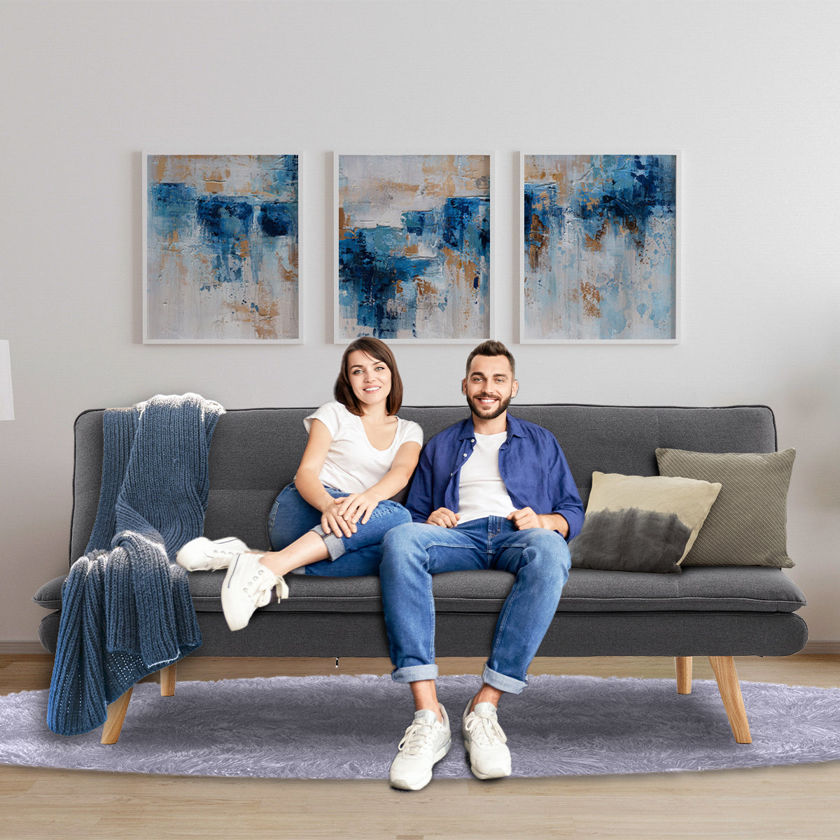 Sarantino 3 Seater Linen Sofa Bed Couch Lounge Futon - Dark Grey 12