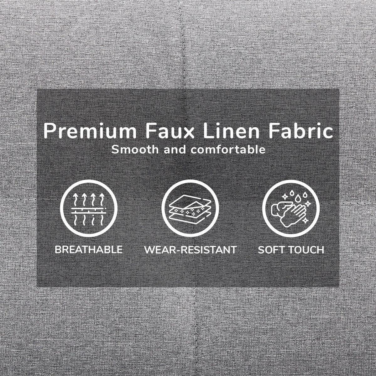 Sarantino 3 Seater Linen Couch Sofa Bed Lounge Futon - Light Grey 9