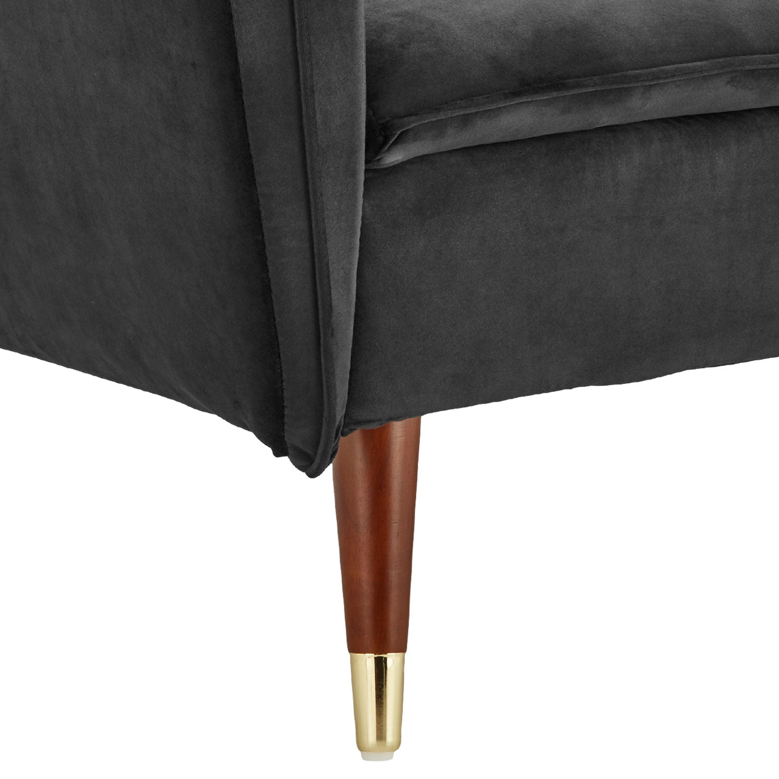 Sarantino Faux Velvet Tufted Sofa Bed Couch Futon - Black 10