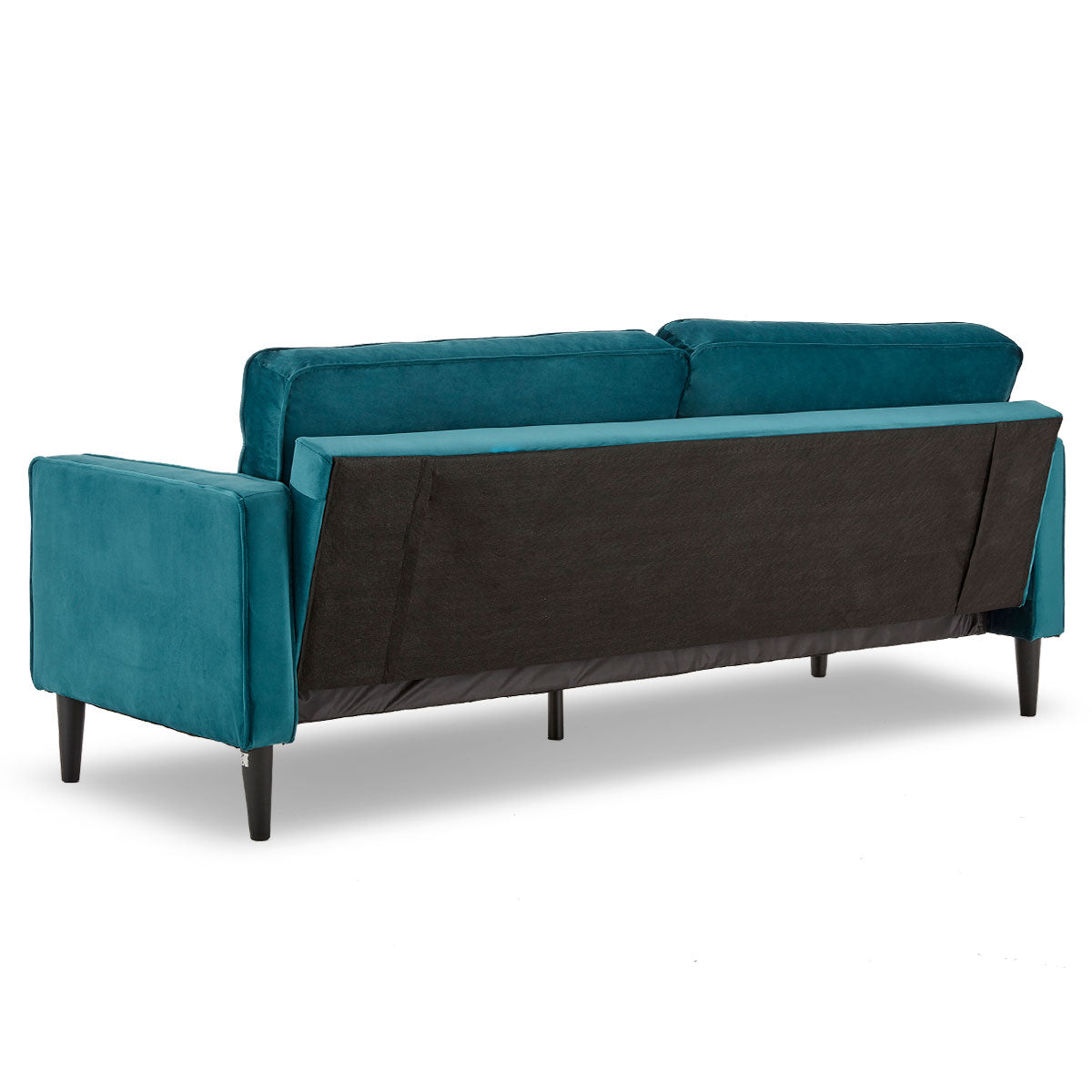Sarantino Faux Velvet Sofa Bed Couch Furniture Lounge Suite Seat Blue 5