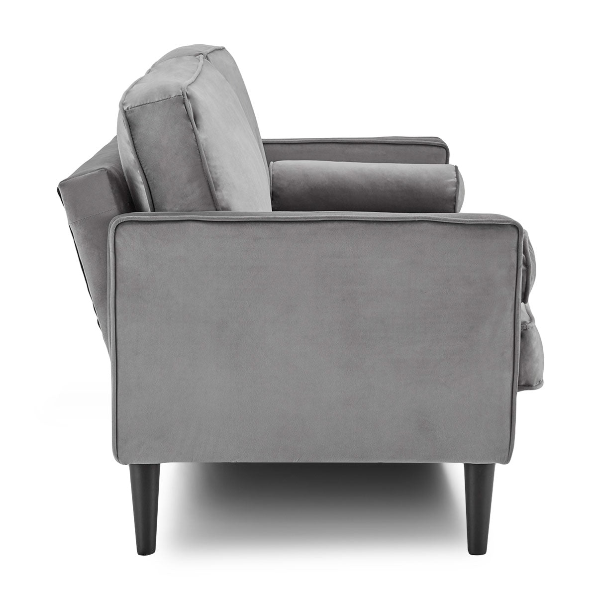 Sarantino Faux Velvet Sofa Bed Couch Furniture Lounge Suite Seat Grey 3