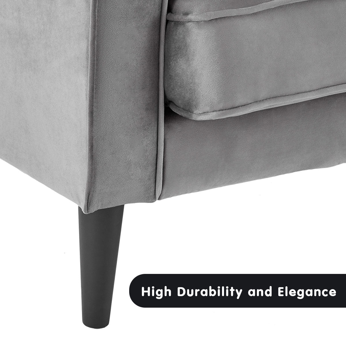 Sarantino Faux Velvet Sofa Bed Couch Furniture Lounge Suite Seat Grey 6