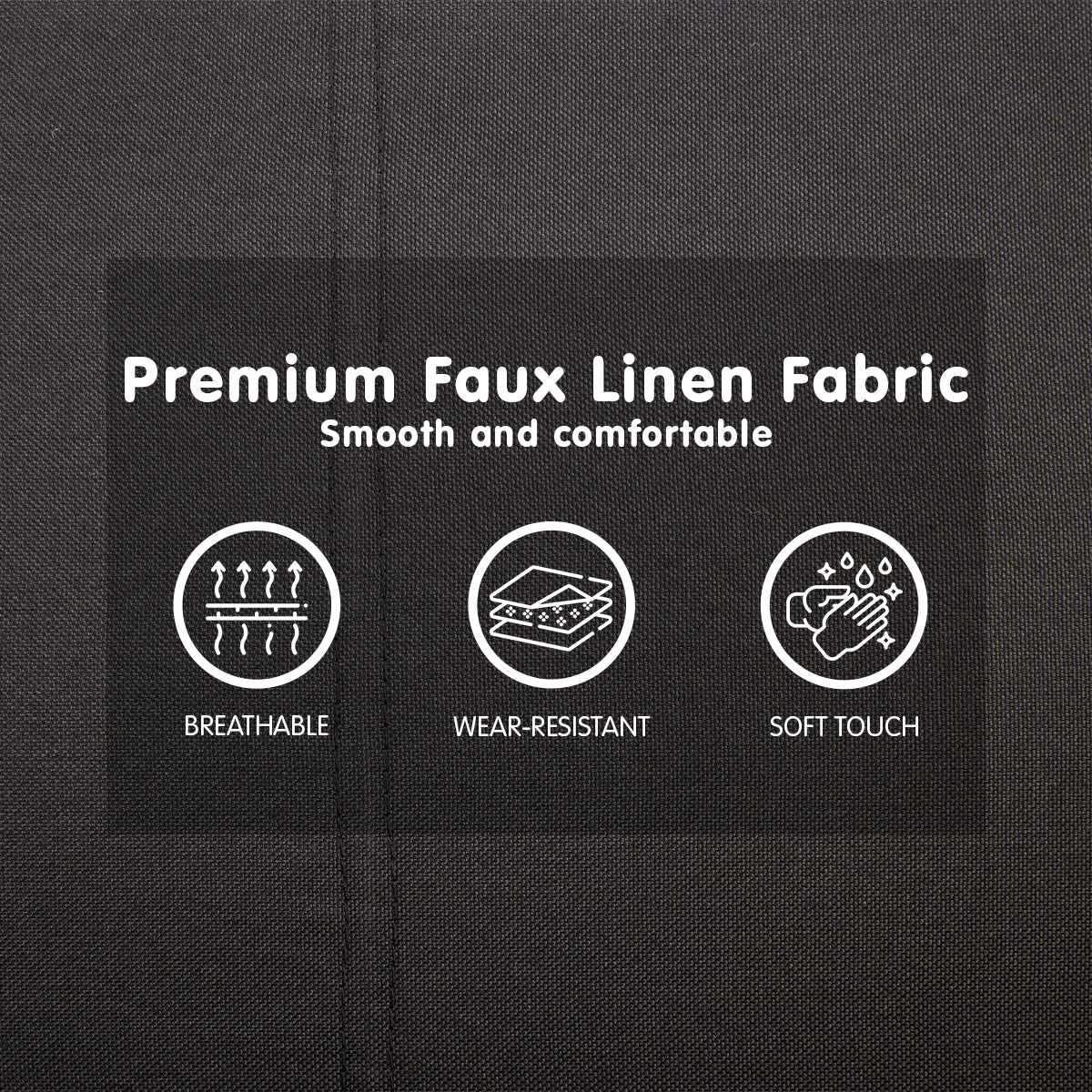 Sarantino 3 Seater Modular Faux Linen Fabric Sofa Bed Couch - Black 10