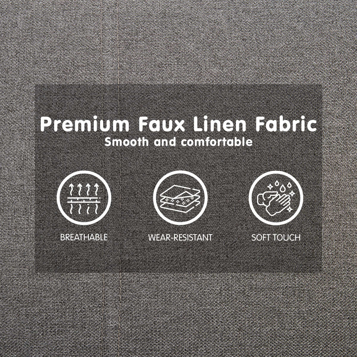 Sarantino 3 Seater Modular Faux Linen Fabric Sofa Bed Couch -Dark Grey 10