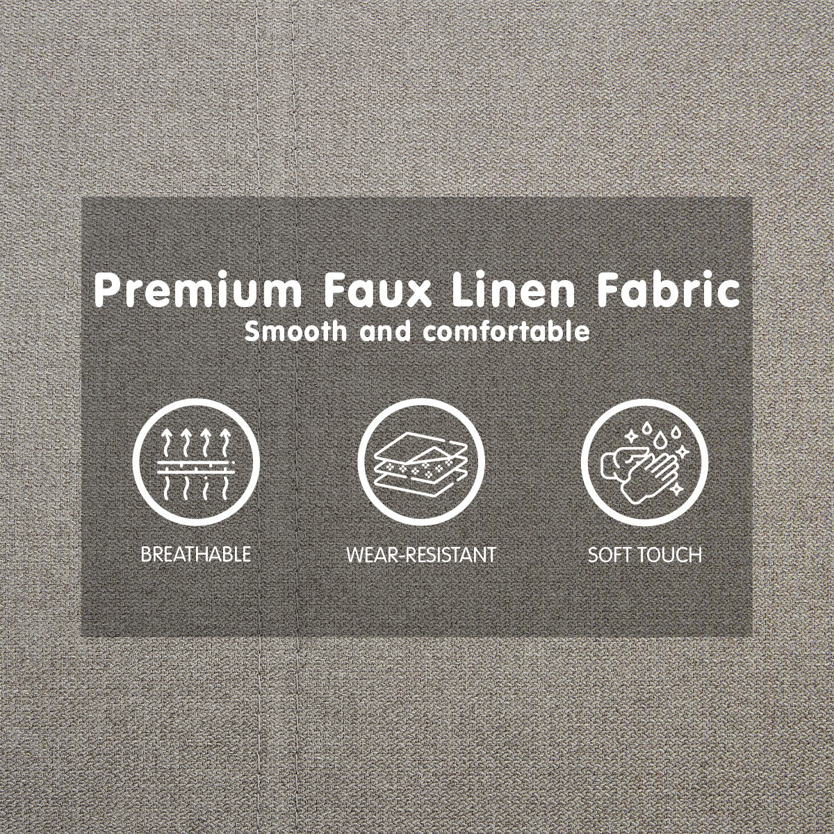 Sarantino 3 Seater Modular Faux Linen Fabric Sofa Bed Couch Light Grey 10