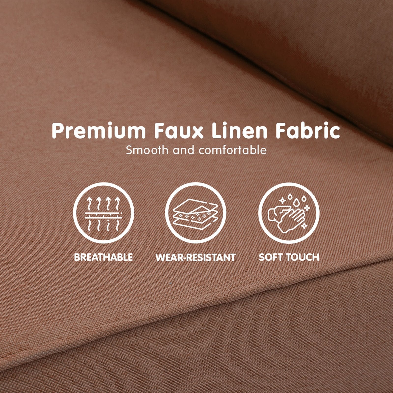 Sarantino 2-Seater Adjustable Sofa Bed Lounge Faux Linen - Brown 4