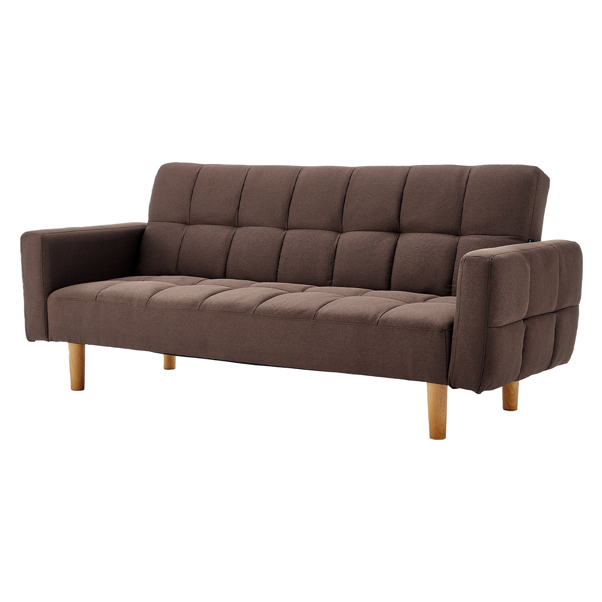 Sarantino 3-Seater Fabric Sofa Bed Futon - Brown 5