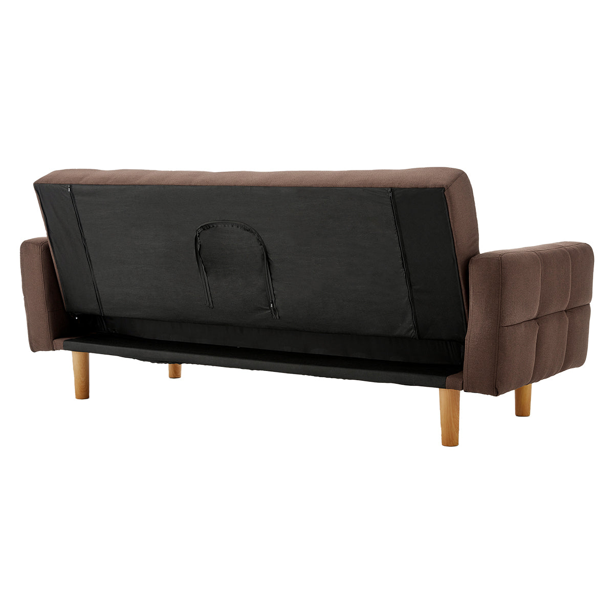 Sarantino 3-Seater Fabric Sofa Bed Futon - Brown 8