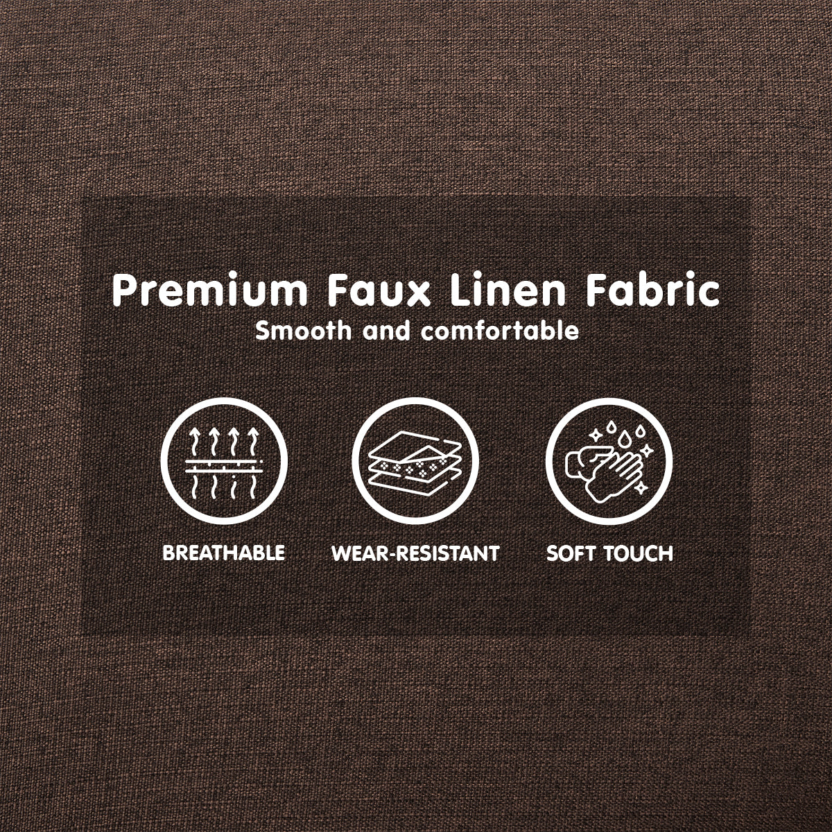 Sarantino 3-Seater Fabric Sofa Bed Futon - Brown 9