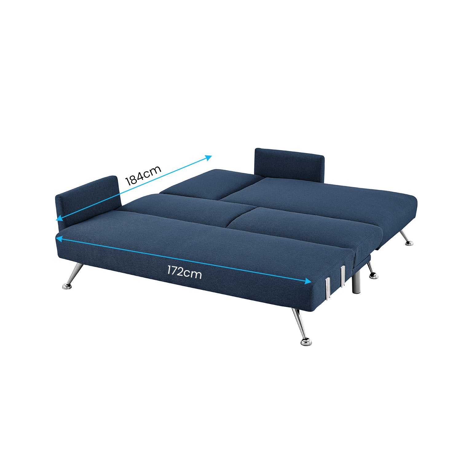 Sarantino Mia 3-Seater Sofa Bed with Chaise & 3 Pillows - Blue 5