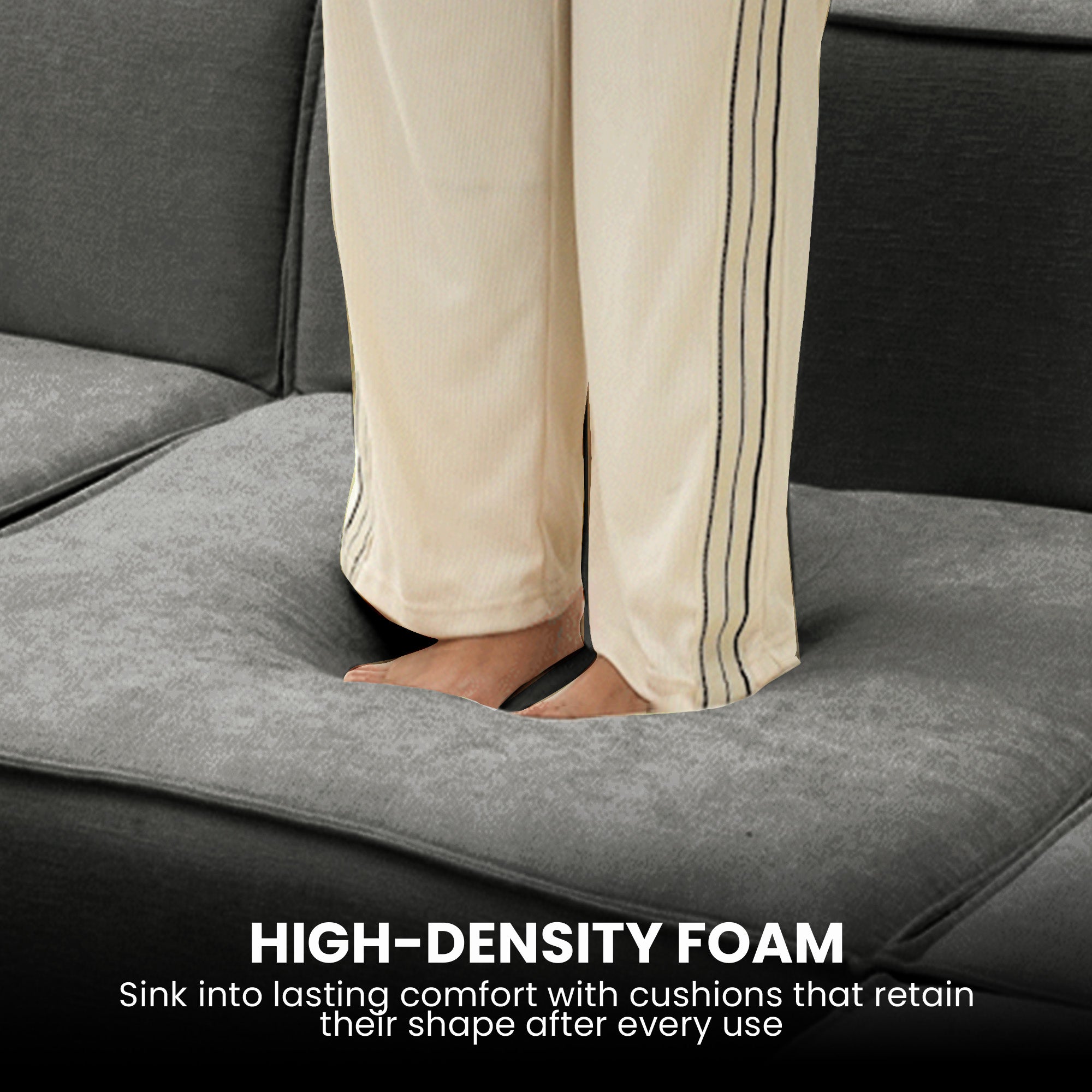 Sarantino Novi 3-Seater Modular Sofa with Ottoman in Grey Non-Slip Bottom Lounge 8