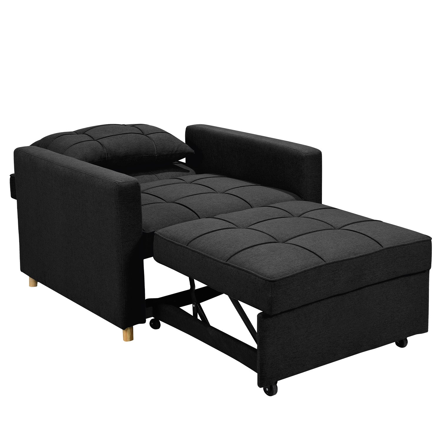 Sarantino Suri 3-in-1 Convertible Lounge Chair Bed - Black 3