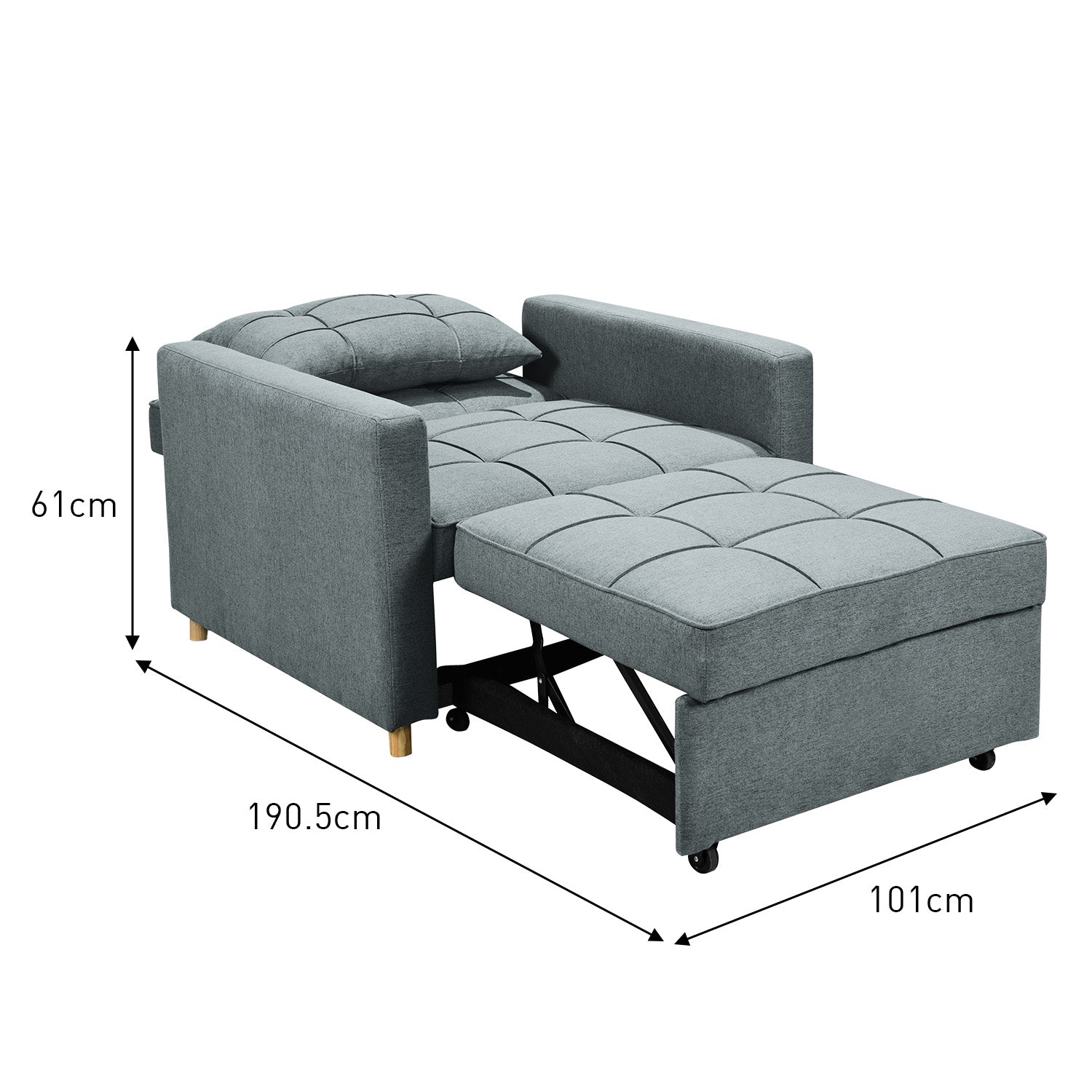 Sarantino Suri 3-in-1 Convertible Sofa Chair Bed -  Airforce Blue 4
