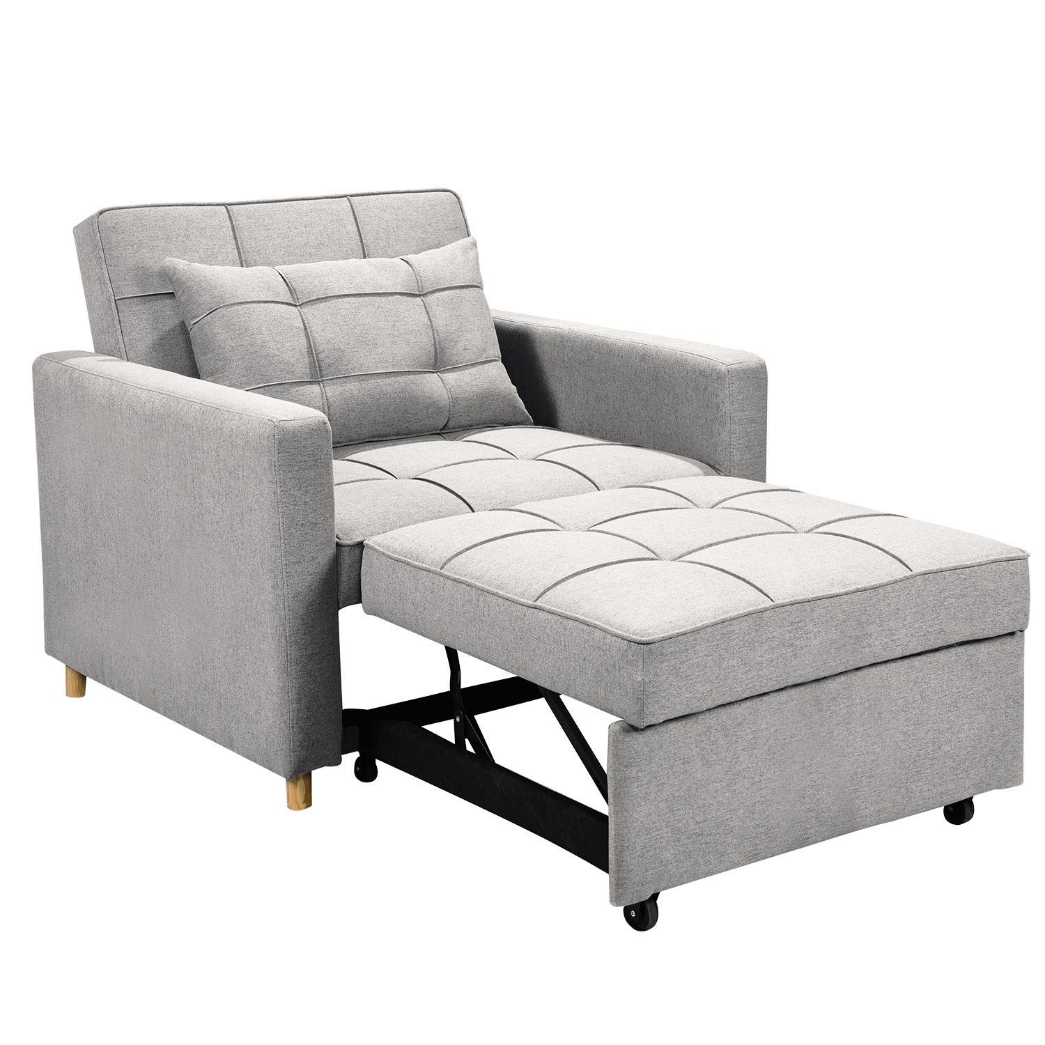 Sarantino Suri 3-in-1 Convertible Sofa Chair Bed Lounger - Light Grey 5