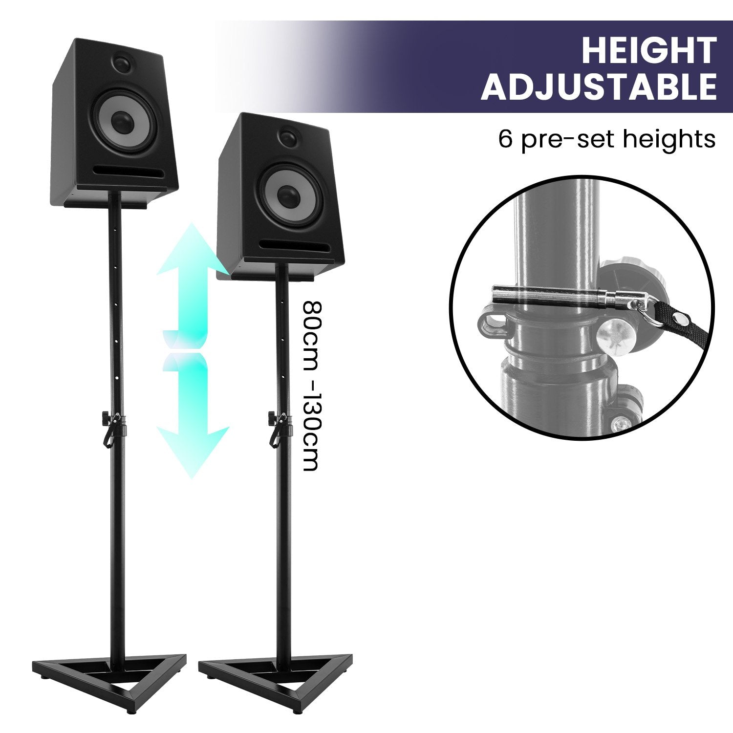 Karrera Adjustable Floor Speaker Stand Surround Sound - Black 12