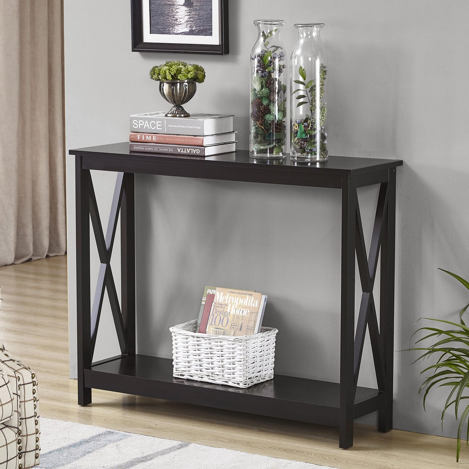 Sarantino Isla X-Frame Console Table in Black 9