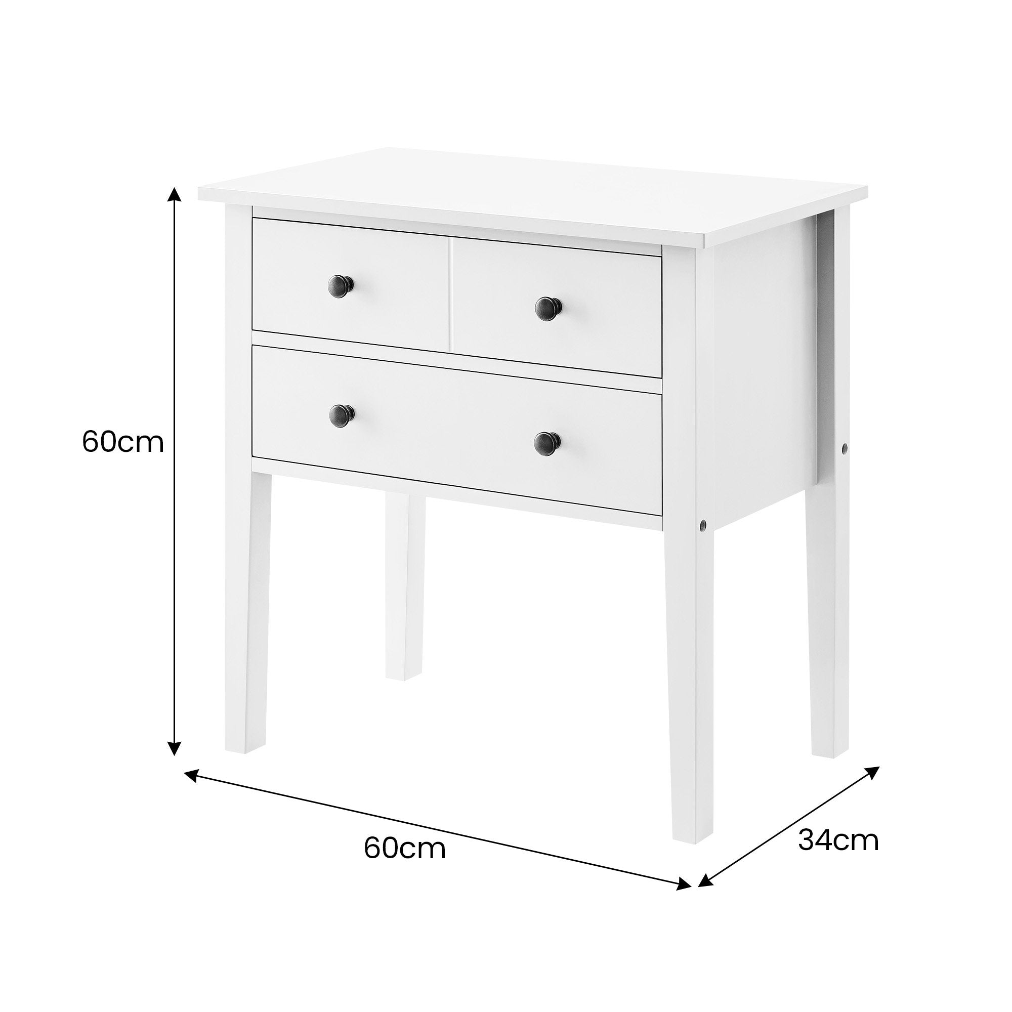 Sarantino Sven Bedside Table Night Stand - White 3