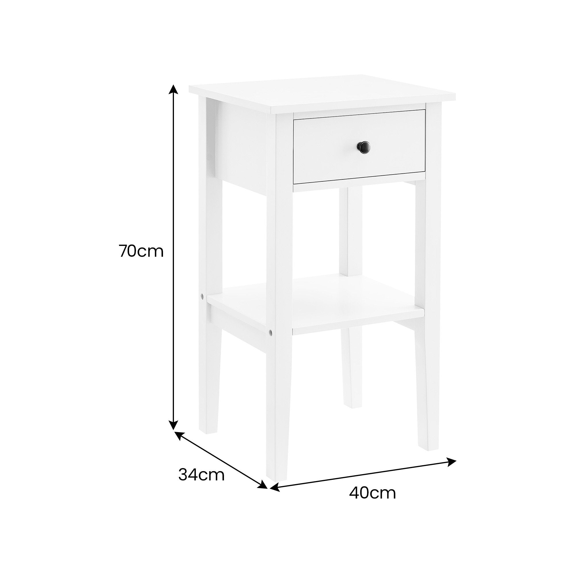 Sarantino Rue Bedside Table in White 3