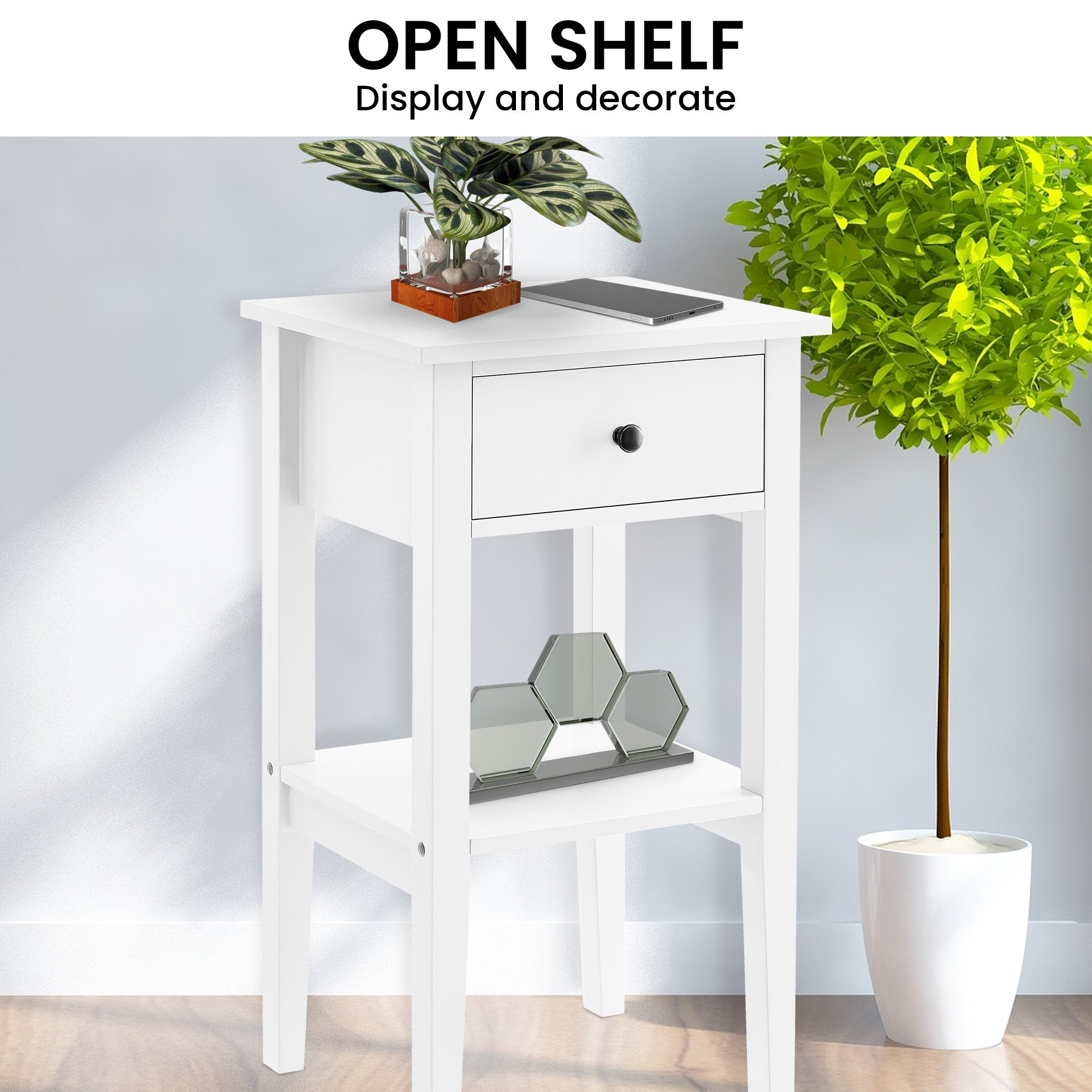Sarantino Rue Bedside Table in White 5