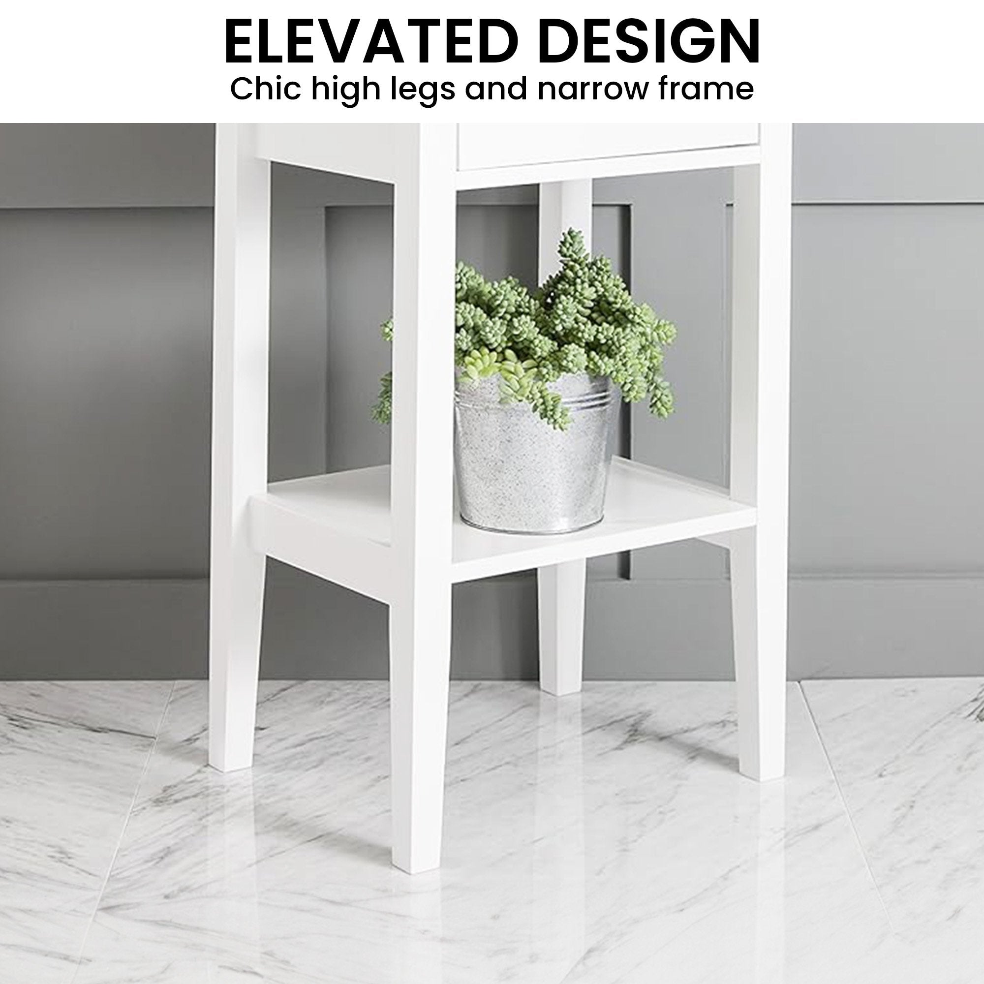 Sarantino Rue Bedside Table in White 8