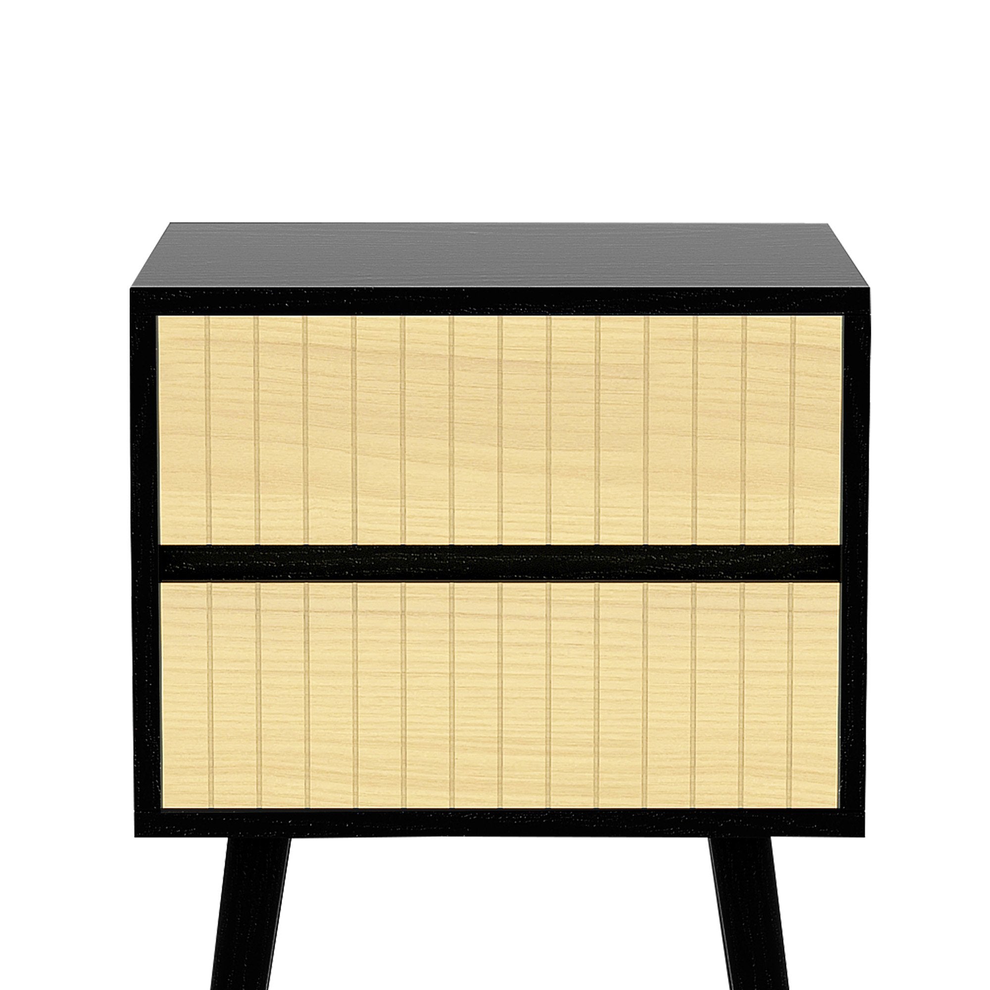 Sarantino Ivan Bedside Table Night Stand - Black/natural 4