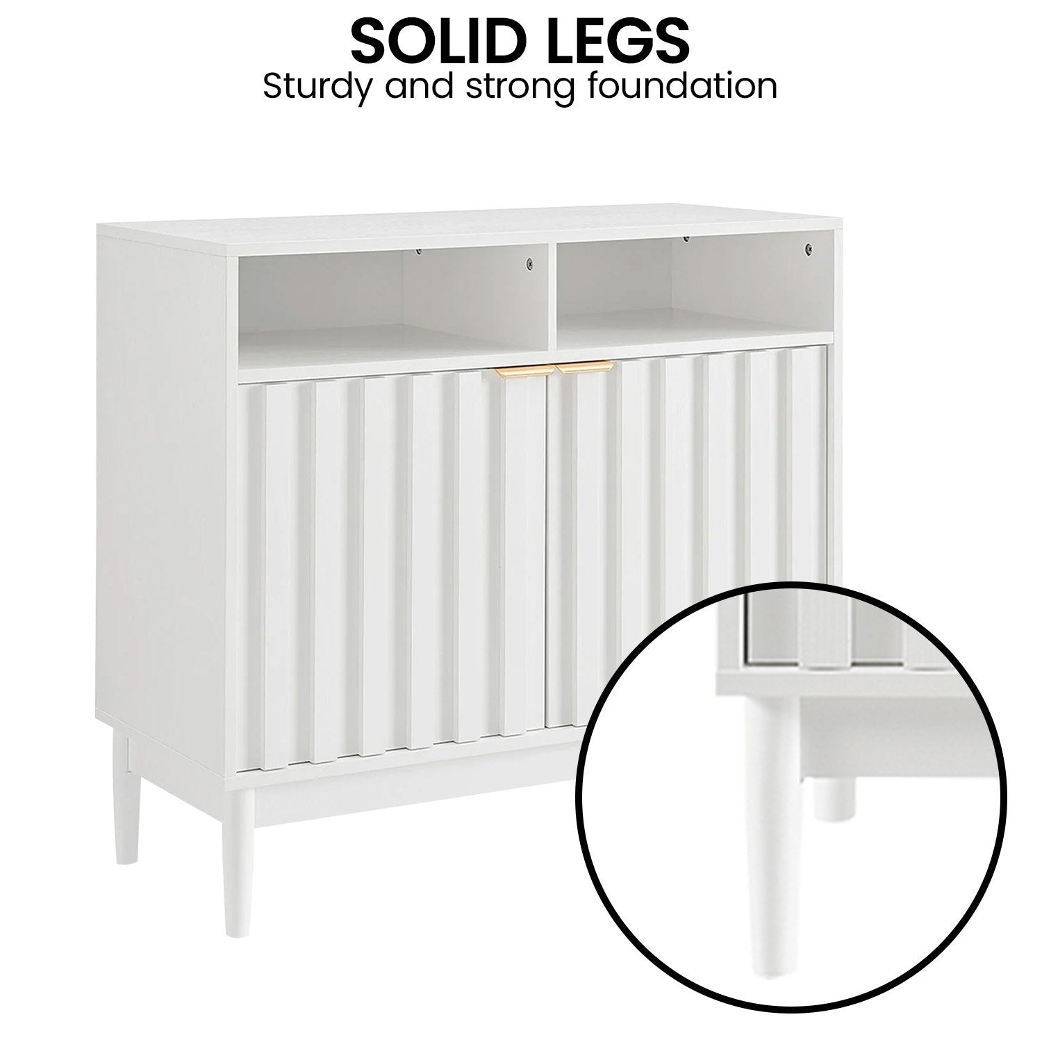 Sarantino Eleni 2-Door Sideboard Buffet Hallway Cabinet Storage Console Cupboard in White 9