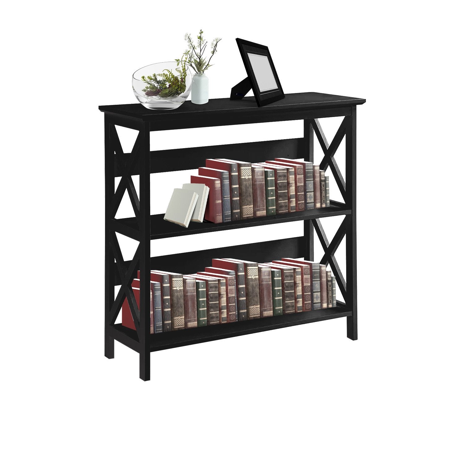 Sarantino Lucas 3-Tier Bookshelf Display Rack in Black 7