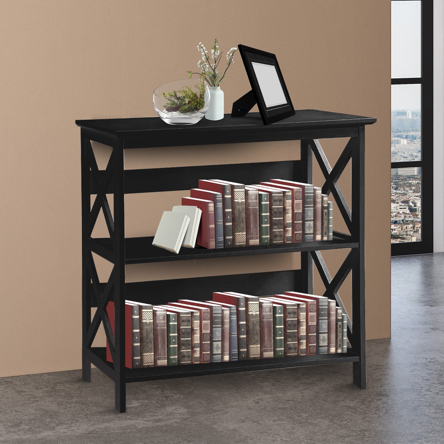 Sarantino Lucas 3-Tier Bookshelf Display Rack in Black 9