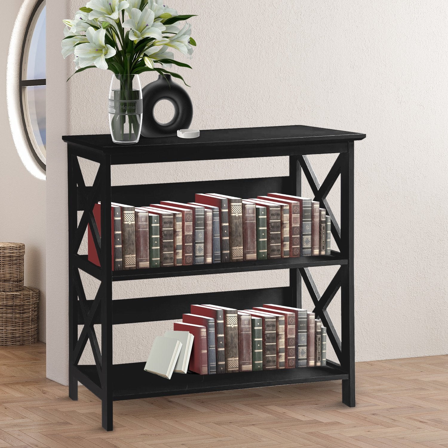 Sarantino Lucas 3-Tier Bookshelf Display Rack in Black 10