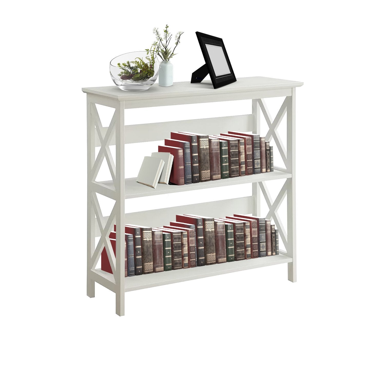 Sarantino Lucas 3-Tier Bookshelf Display Rack in White 7