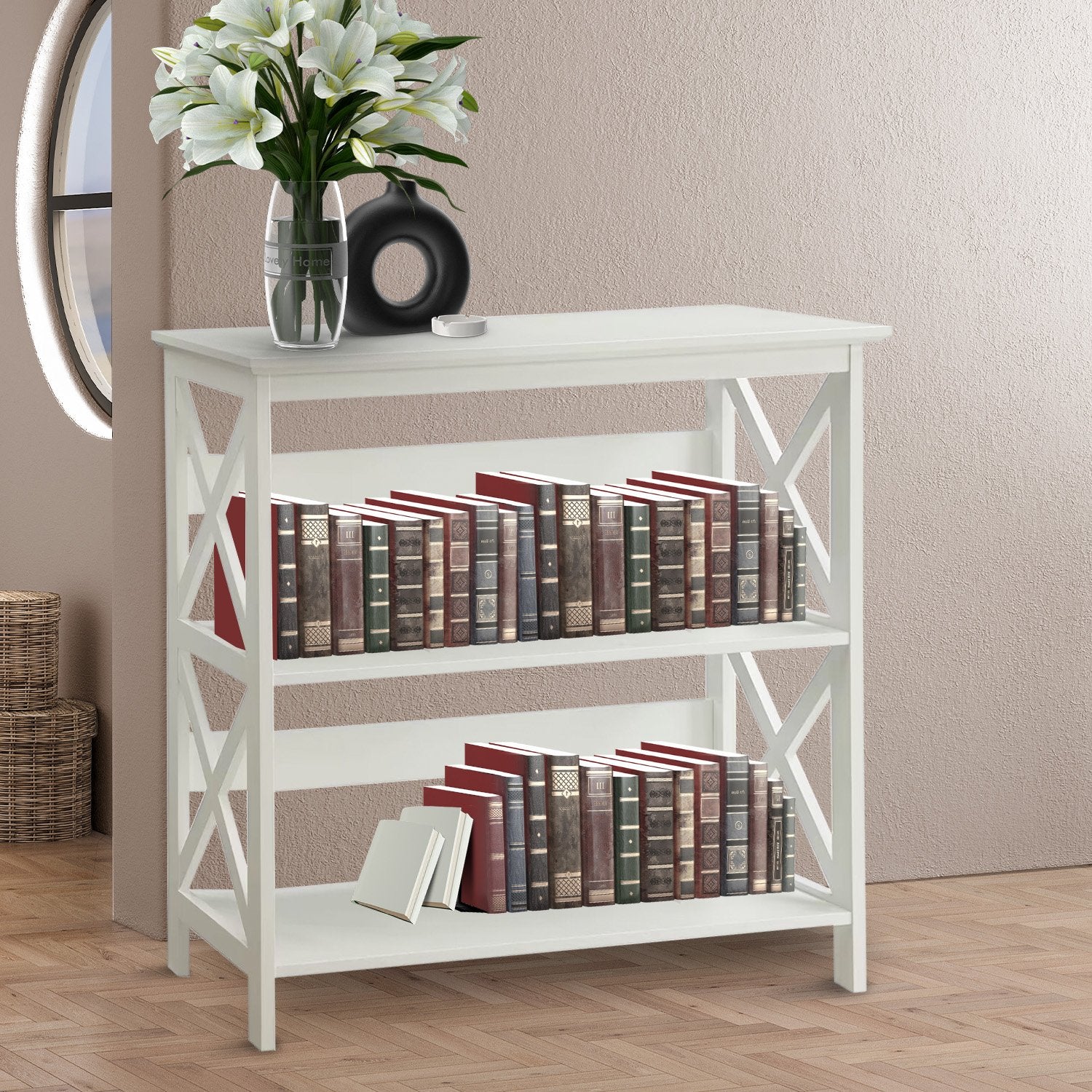 Sarantino Lucas 3-Tier Bookshelf Display Rack in White 10