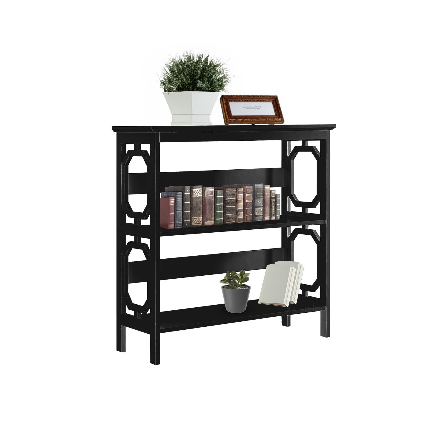 Sarantino Laurel 3-Tier Bookshelf Display Rack in Black 7