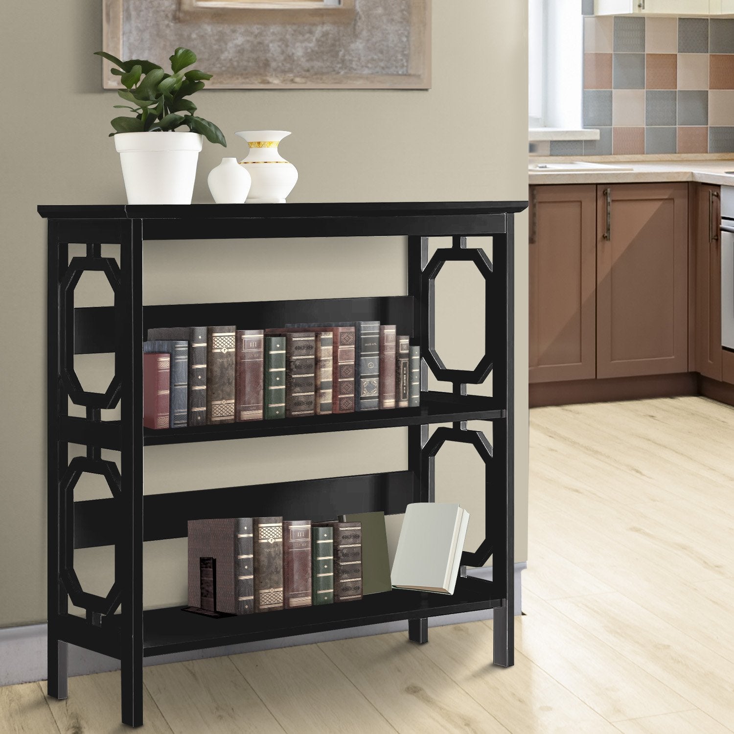 Sarantino Laurel 3-Tier Bookshelf Display Rack in Black 10