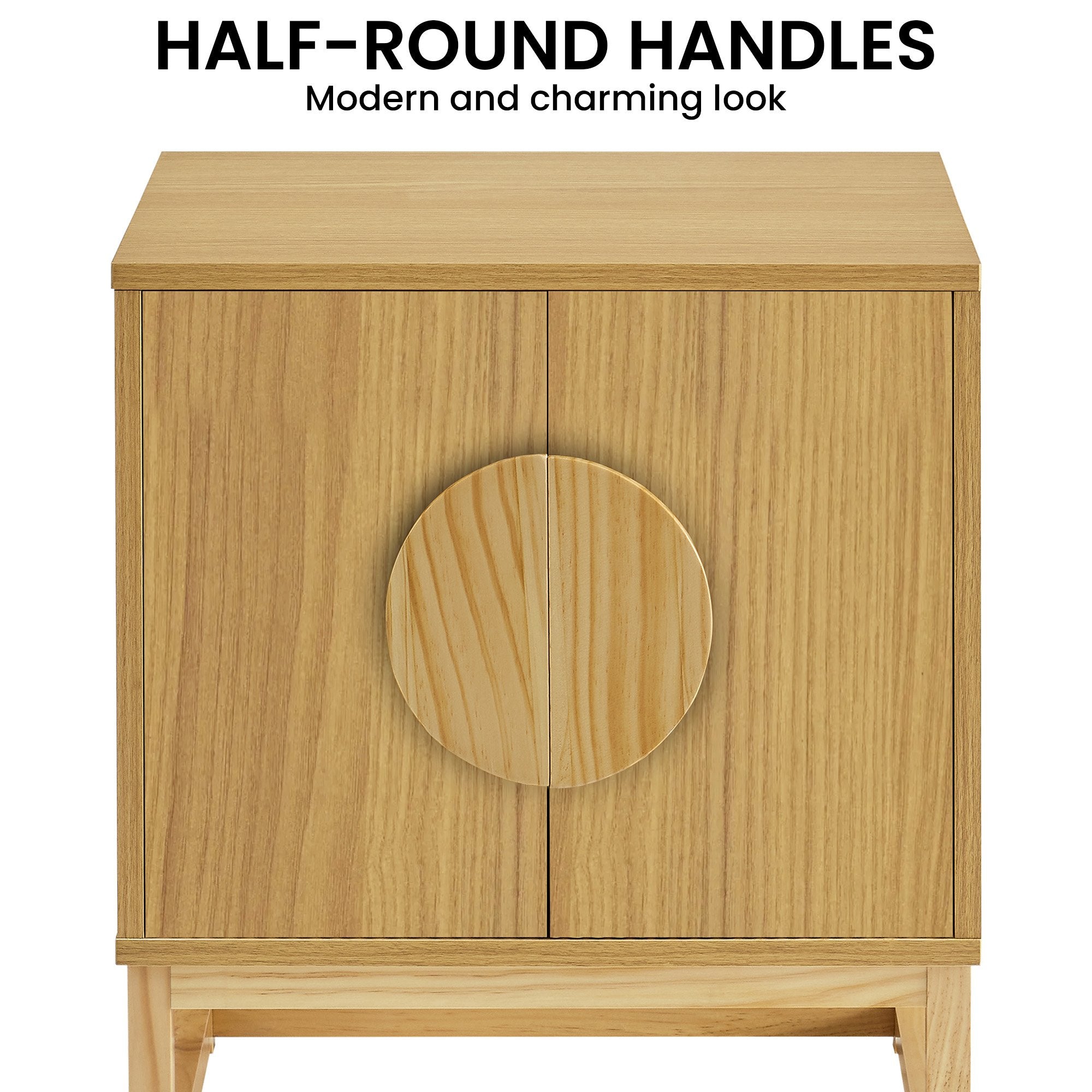 Sarantino Luca Bedside Table Split Door Night Stand - Natural 7