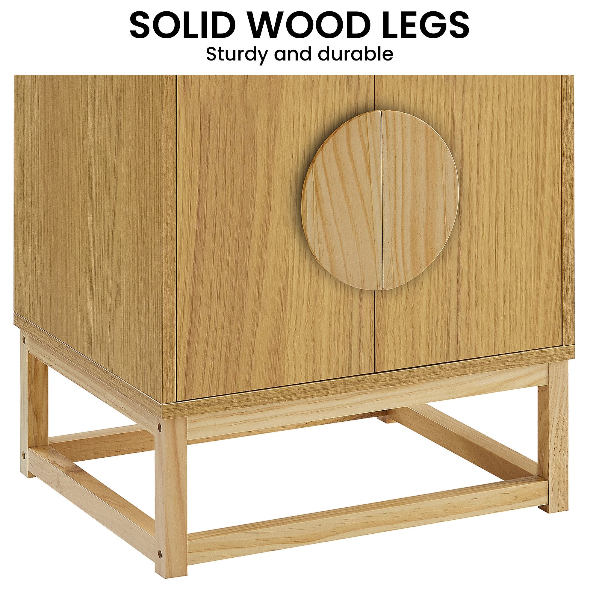 Sarantino Luca Bedside Table Split Door Night Stand - Natural 8