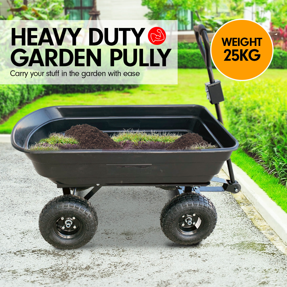 Kartrite Garden Dump Cart Dumper Wagon Carrier Wheel Barrow  125L 4