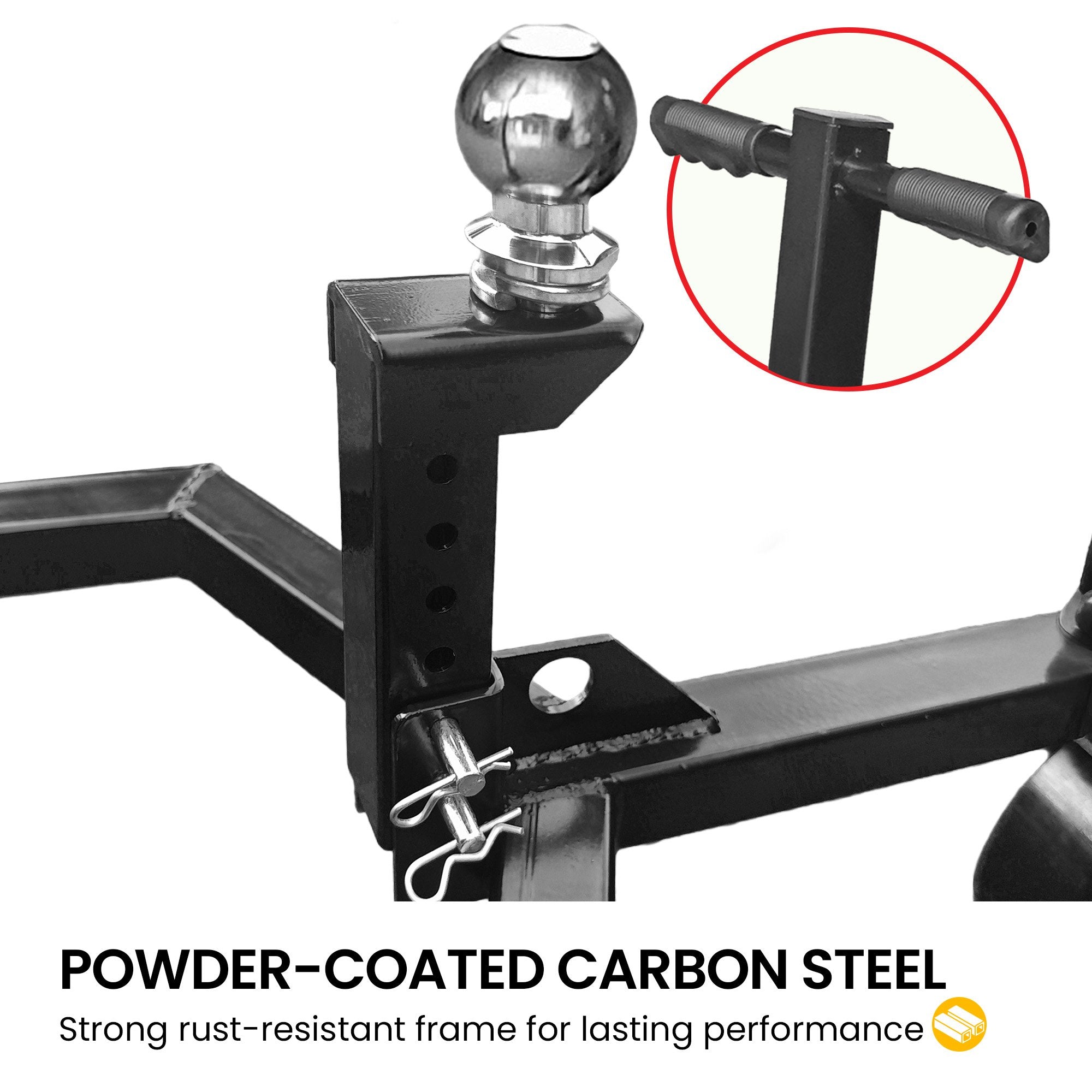 Kartrite Trailer Dolly Adjustable 2in Hitch Ball 1500kg Tongue Weight Capacity w/8in Swivel Wheels Steel Trailer Mover 5