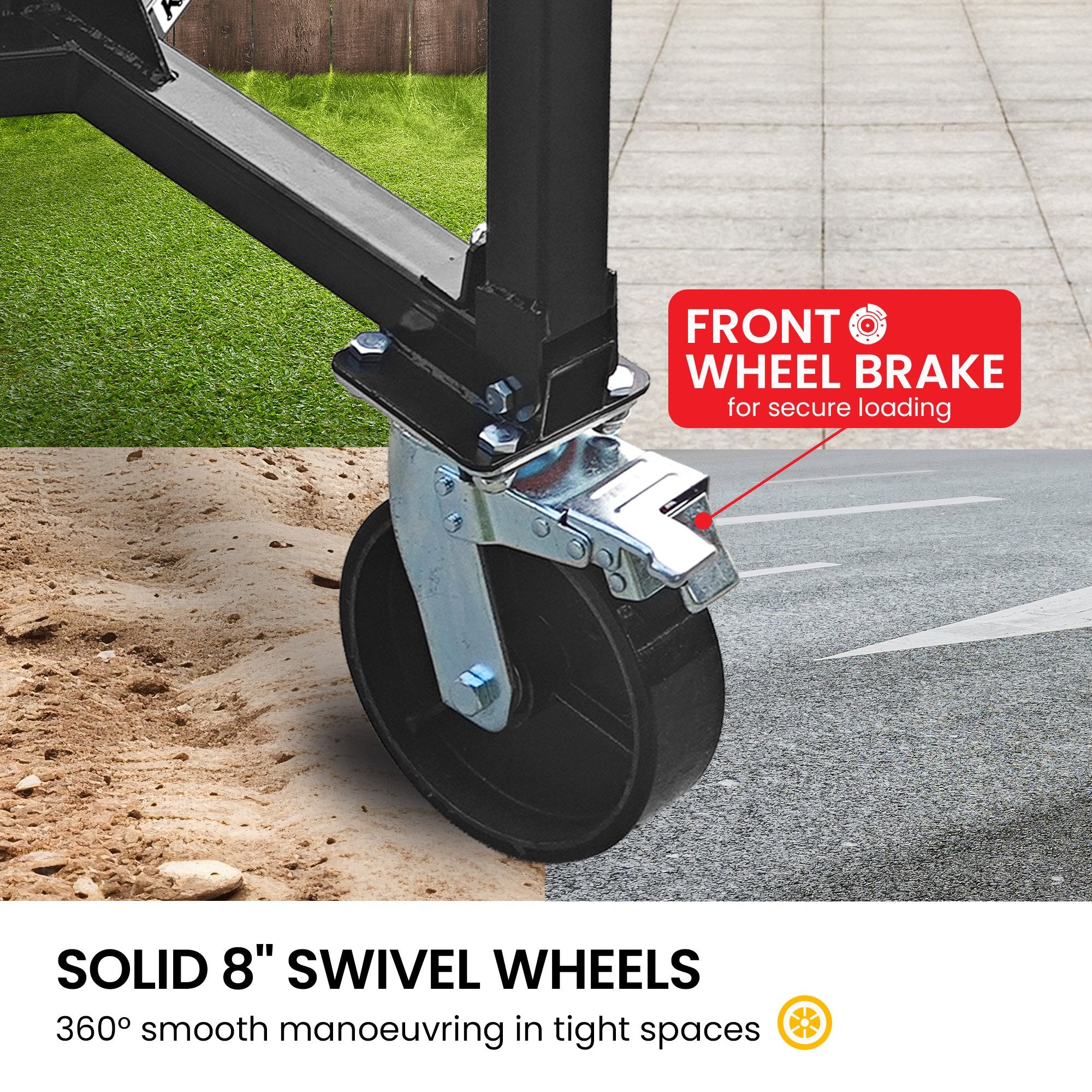 Kartrite Trailer Dolly Adjustable 2in Hitch Ball 1500kg Tongue Weight Capacity w/8in Swivel Wheels Steel Trailer Mover 7