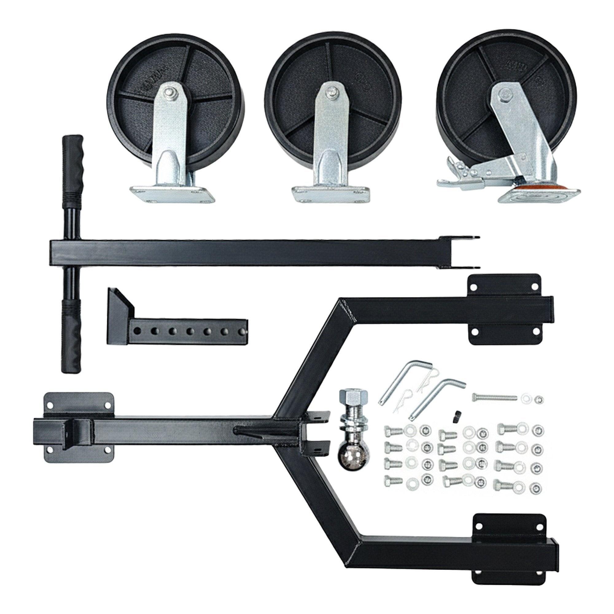 Kartrite Trailer Dolly Adjustable 2in Hitch Ball 1500kg Tongue Weight Capacity w/8in Swivel Wheels Steel Trailer Mover 11