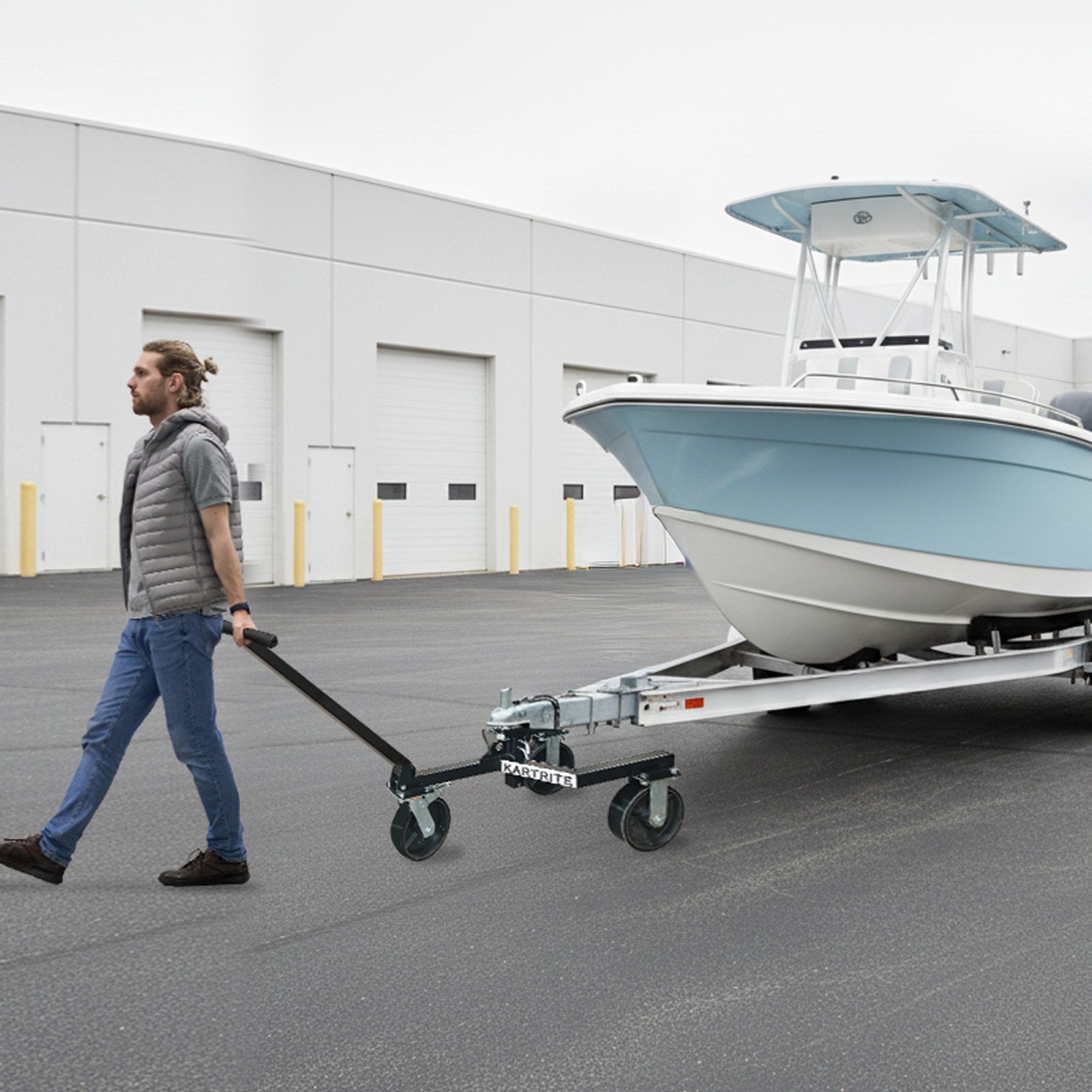 Kartrite Trailer Dolly Adjustable 2in Hitch Ball 1500kg Tongue Weight Capacity w/8in Swivel Wheels Steel Trailer Mover 12