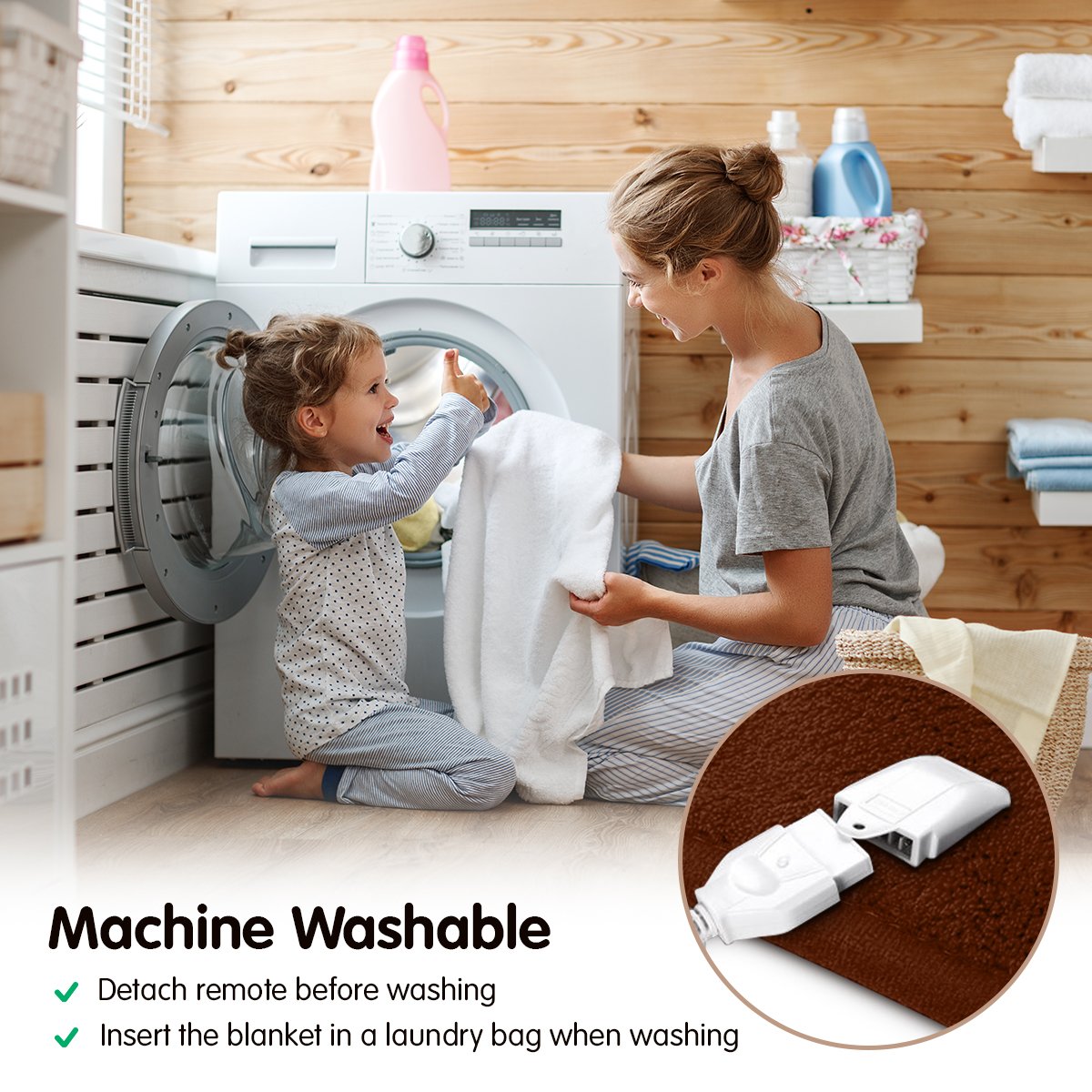 Laura Hill Heated Electric Blanket Throw Rug Coral Warm Fleece Brown 5