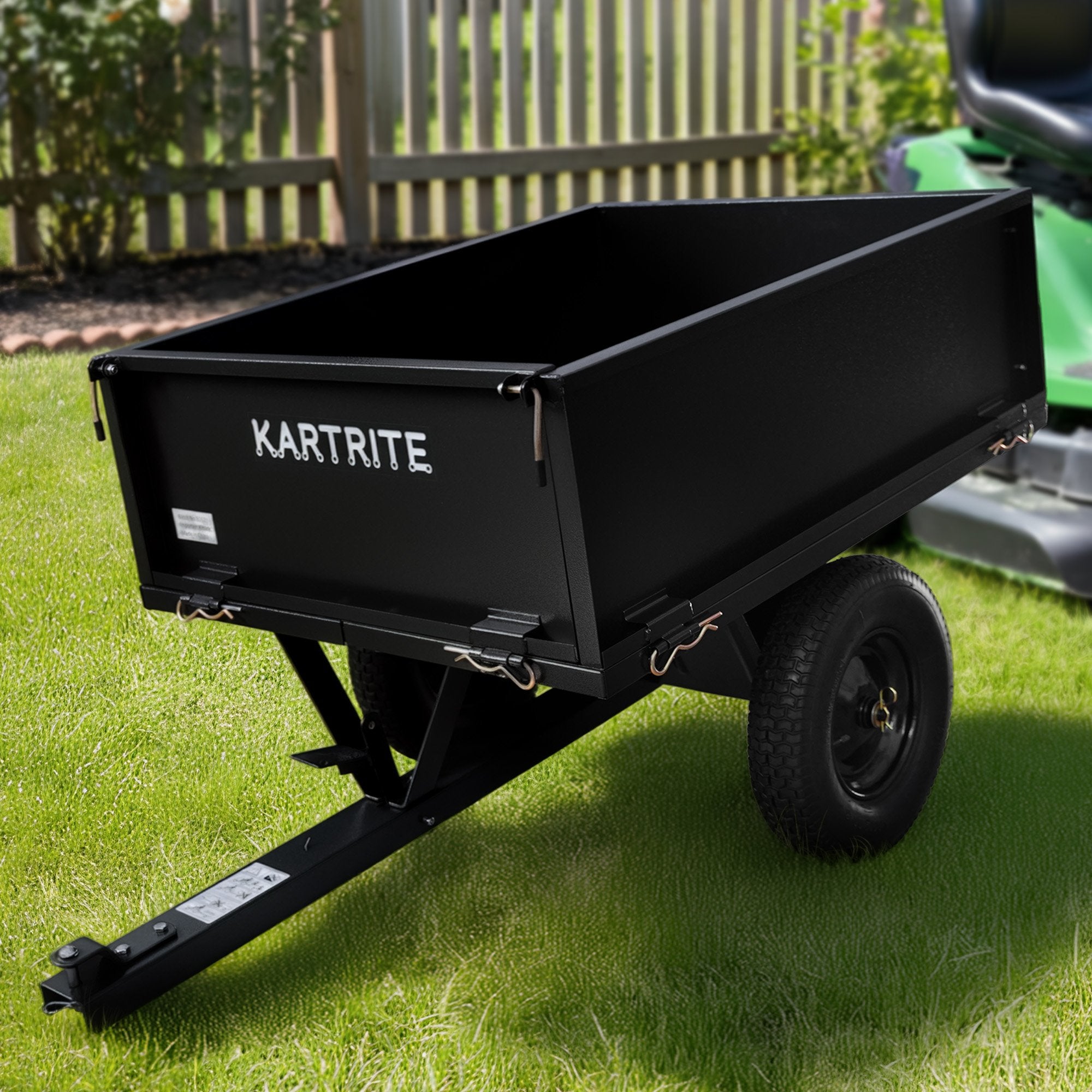 Kartrite Heavy Duty Dump Cart 270kg Capacity Pneumatic Tyres Quick Release Pedal Removable Tailgate Trailer for Garden 10