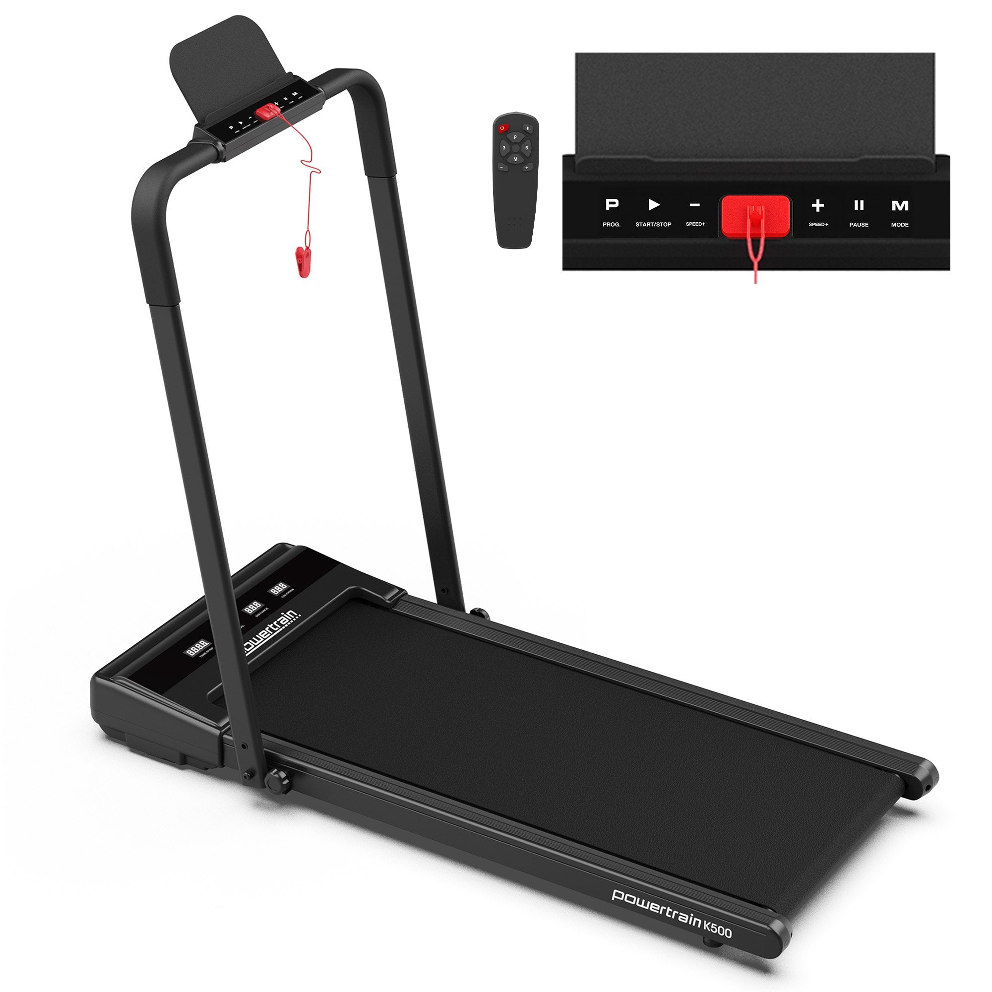 Powertrain K500 Walking Pad Treadmill 2 in 1 Foldable Walking & Running Machine w/2.5HP Motor Dual LED Displays 2 Level 6