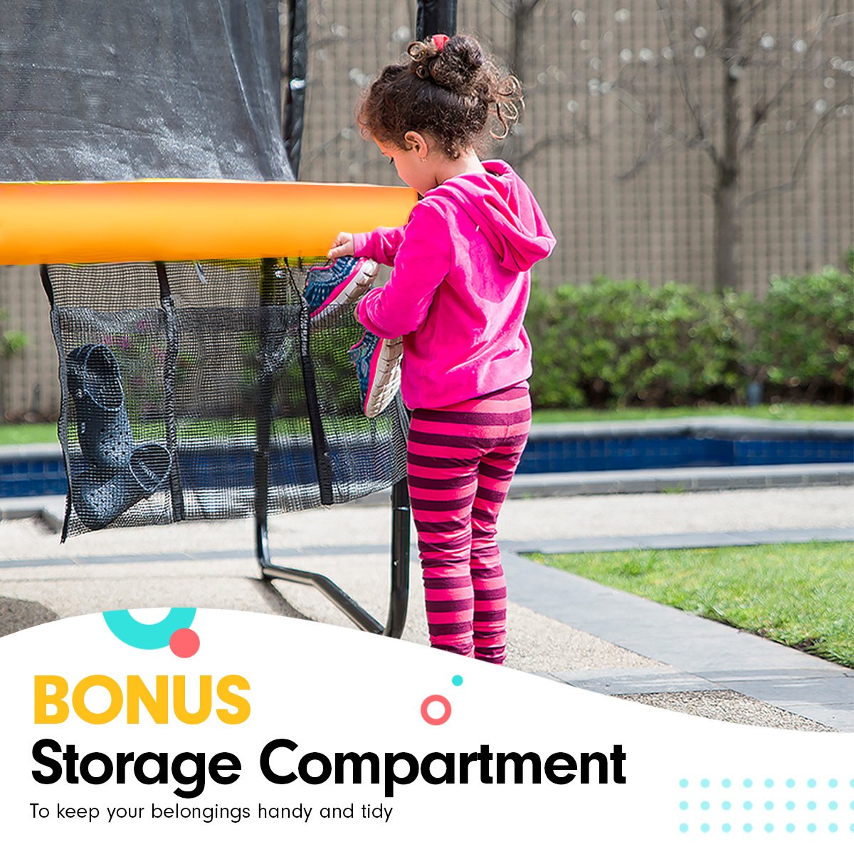 Kahuna 8ft X 11ft Outdoor Rectangular Orange Trampoline With Safety Enclosure And Basketball Hoop Set. 5