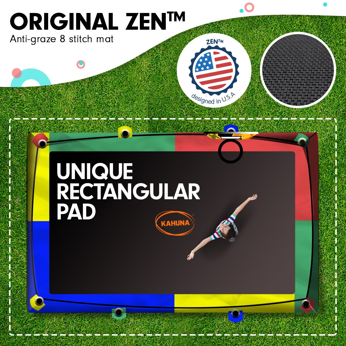 Kahuna 8ft x 11ft Outdoor Rectangular Rainbow Trampoline With Safety Enclosure And Basketball Hoop Set. 4