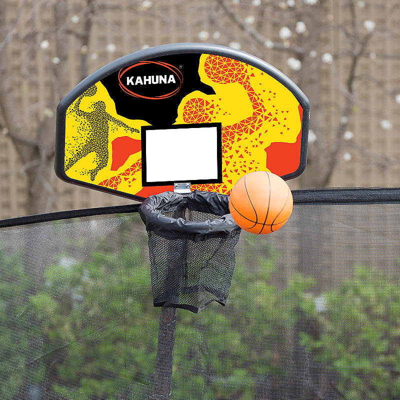Kahuna 12ft Outdoor Trampoline Kids Children With Safety Enclosure Pad Mat Ladder Basketball Hoop Set - Rainbow 3